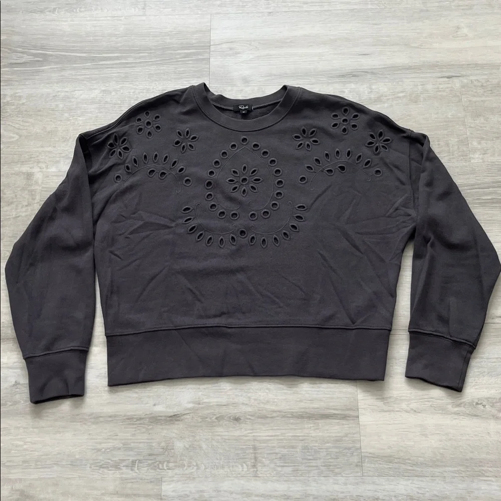 Rails Alice Eyelet Sweatshirt Soft Girl Coquette Cozy Pullover Women M Crew Neck - Picture 5 of 14